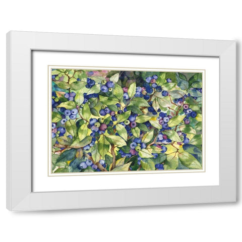 Blueberries White Modern Wood Framed Art Print with Double Matting by McKenna, Kathleen Parr