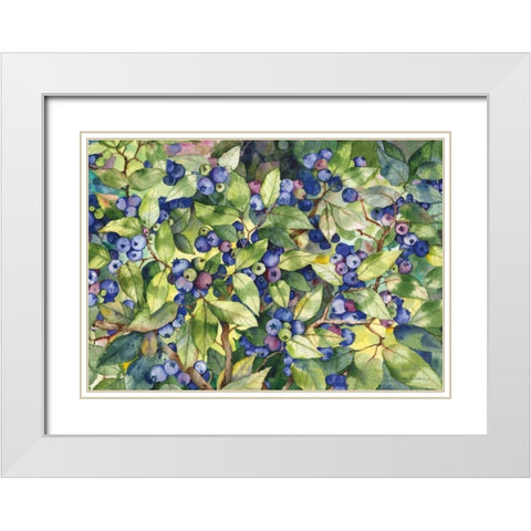 Blueberries White Modern Wood Framed Art Print with Double Matting by McKenna, Kathleen Parr