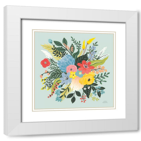 Wild Garden VI Blue White Modern Wood Framed Art Print with Double Matting by Marshall, Laura