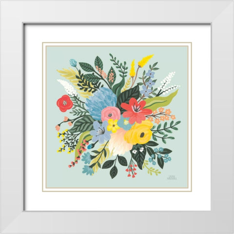 Wild Garden VI Blue White Modern Wood Framed Art Print with Double Matting by Marshall, Laura
