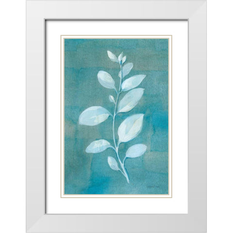 Cool Leaves II White Modern Wood Framed Art Print with Double Matting by Nai, Danhui