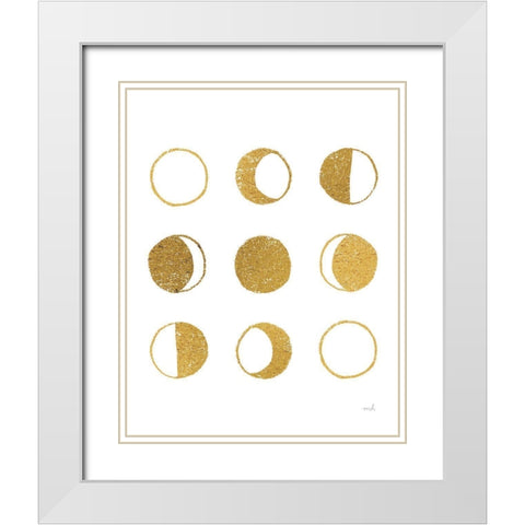 The Moon Phases White Modern Wood Framed Art Print with Double Matting by Hershey, Moira