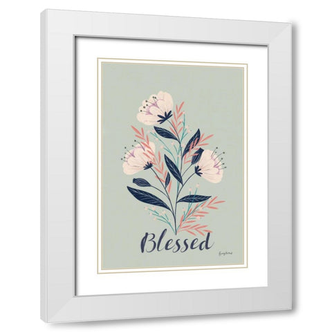 Modern Floral I mint White Modern Wood Framed Art Print with Double Matting by Thorns, Becky