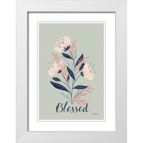 Modern Floral I mint White Modern Wood Framed Art Print with Double Matting by Thorns, Becky