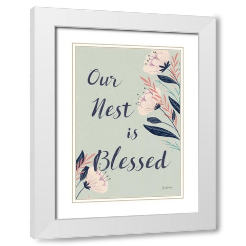 Modern Floral II Mint White Modern Wood Framed Art Print with Double Matting by Thorns, Becky