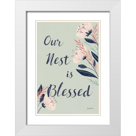 Modern Floral II Mint White Modern Wood Framed Art Print with Double Matting by Thorns, Becky