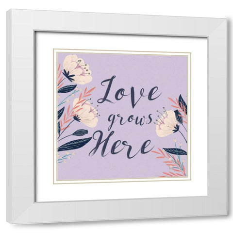 Modern Floral III Square Lilac White Modern Wood Framed Art Print with Double Matting by Thorns, Becky