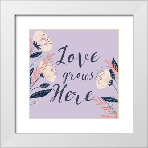 Modern Floral III Square Lilac White Modern Wood Framed Art Print with Double Matting by Thorns, Becky