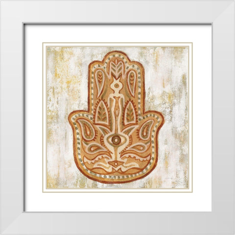 Hamsa White Modern Wood Framed Art Print with Double Matting by Vassileva, Silvia