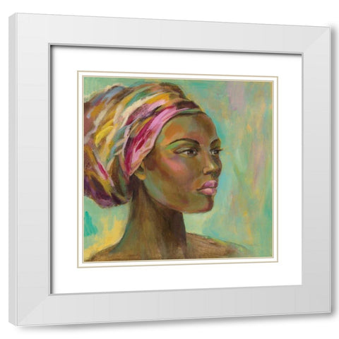 African Woman I White Modern Wood Framed Art Print with Double Matting by Vassileva, Silvia