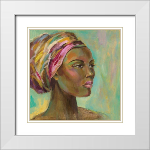 African Woman I White Modern Wood Framed Art Print with Double Matting by Vassileva, Silvia