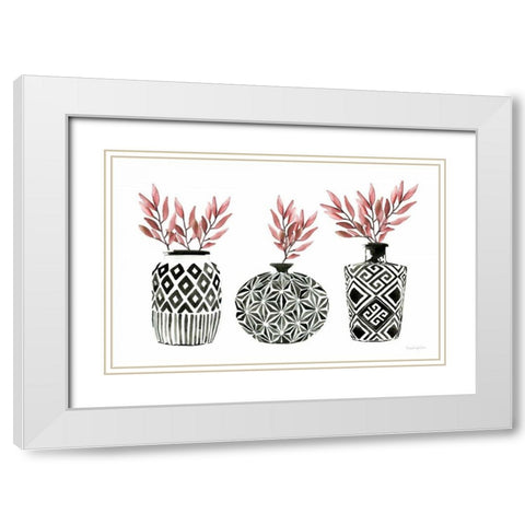Geometric Vases I White Modern Wood Framed Art Print with Double Matting by Charro, Mercedes Lopez