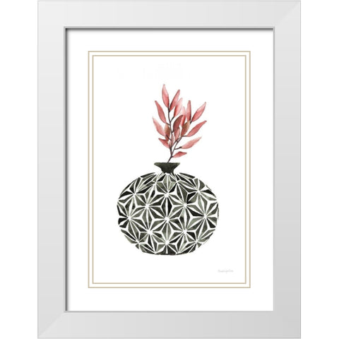 Geometric Vases IV White Modern Wood Framed Art Print with Double Matting by Charro, Mercedes Lopez