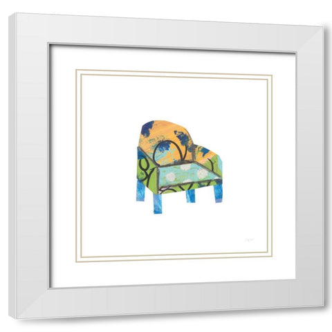 Mod Chairs II White Modern Wood Framed Art Print with Double Matting by Prahl, Courtney