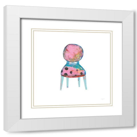 Mod Chairs V White Modern Wood Framed Art Print with Double Matting by Prahl, Courtney