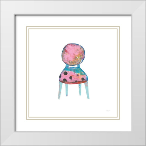Mod Chairs V White Modern Wood Framed Art Print with Double Matting by Prahl, Courtney