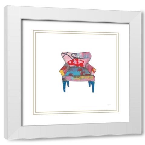 Mod Chairs VIII White Modern Wood Framed Art Print with Double Matting by Prahl, Courtney