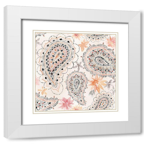 Kasbah Crush Pattern IIIA White Modern Wood Framed Art Print with Double Matting by June, Dina