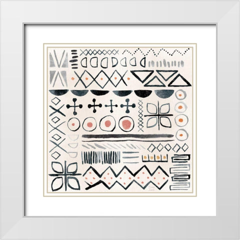 Kasbah Crush Pattern VA White Modern Wood Framed Art Print with Double Matting by June, Dina