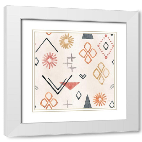 Kasbah Crush Pattern VIIA White Modern Wood Framed Art Print with Double Matting by June, Dina