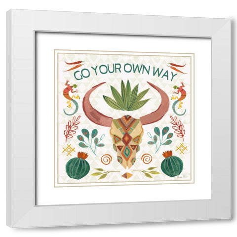 Southwest Vibes V White Modern Wood Framed Art Print with Double Matting by Zaman, Farida