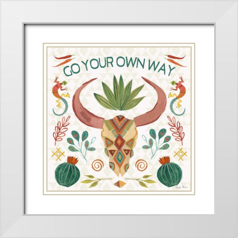 Southwest Vibes V White Modern Wood Framed Art Print with Double Matting by Zaman, Farida
