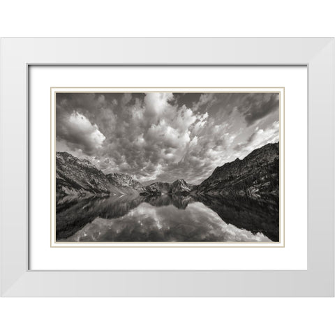 Sawtooth Lake Reflection I White Modern Wood Framed Art Print with Double Matting by Majchrowicz, Alan