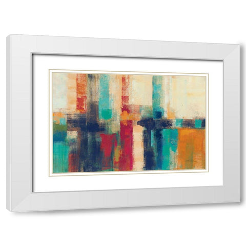 Bright Aqua Horizon Crop White Modern Wood Framed Art Print with Double Matting by Vassileva, Silvia