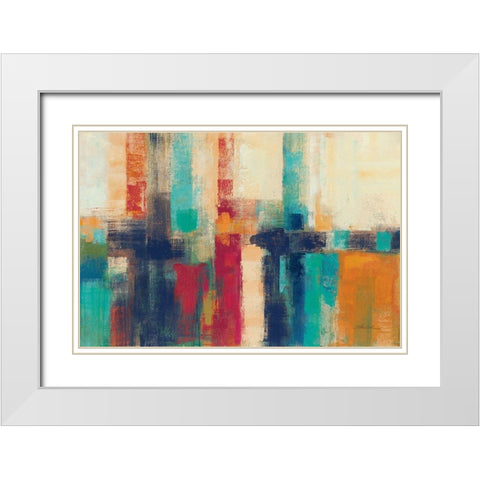Bright Aqua Horizon Crop White Modern Wood Framed Art Print with Double Matting by Vassileva, Silvia