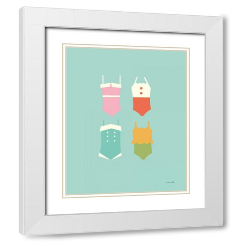 Summer Bathing Suits Blue White Modern Wood Framed Art Print with Double Matting by Kelle, Ann