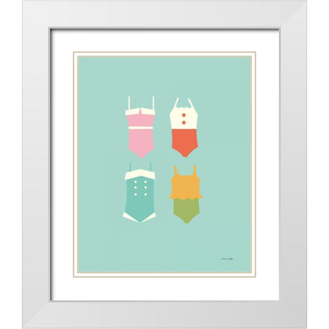 Summer Bathing Suits Blue White Modern Wood Framed Art Print with Double Matting by Kelle, Ann