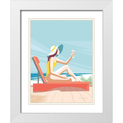 South Beach Sunbather I White Modern Wood Framed Art Print with Double Matting by Escalante, Omar