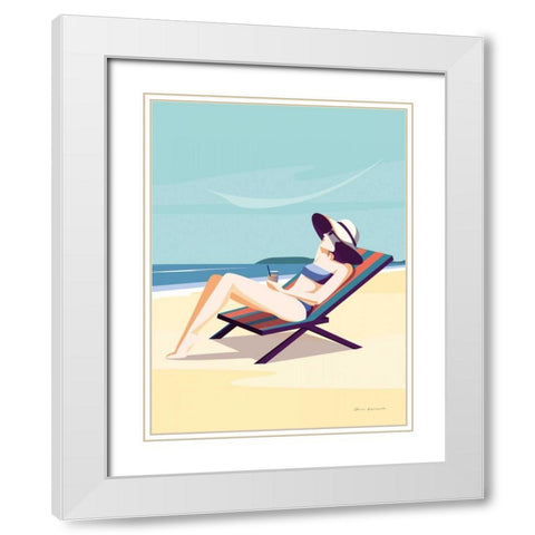 South Beach Sunbather II White Modern Wood Framed Art Print with Double Matting by Escalante, Omar