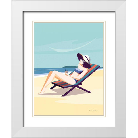 South Beach Sunbather II White Modern Wood Framed Art Print with Double Matting by Escalante, Omar