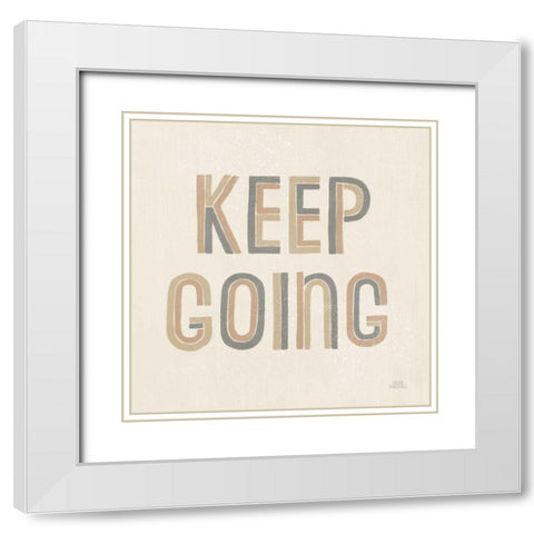 Retro Words II Neutral White Modern Wood Framed Art Print with Double Matting by Marshall, Laura