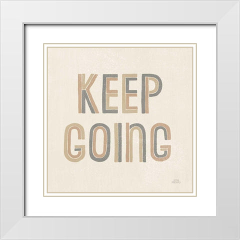 Retro Words II Neutral White Modern Wood Framed Art Print with Double Matting by Marshall, Laura
