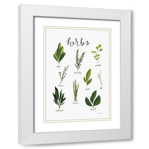 Herbs I White White Modern Wood Framed Art Print with Double Matting by Thorns, Becky