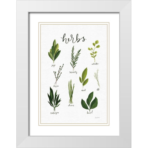 Herbs I White White Modern Wood Framed Art Print with Double Matting by Thorns, Becky