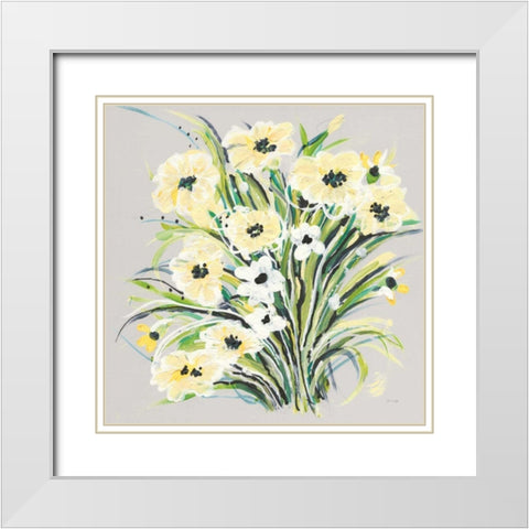 Spring II Gray White Modern Wood Framed Art Print with Double Matting by Griggs, Jan