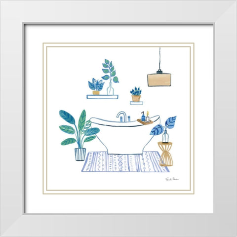 Relax II Tan White Modern Wood Framed Art Print with Double Matting by Zaman, Farida