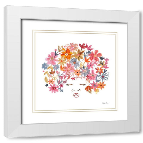 Floral Beauties II White Modern Wood Framed Art Print with Double Matting by Zaman, Farida