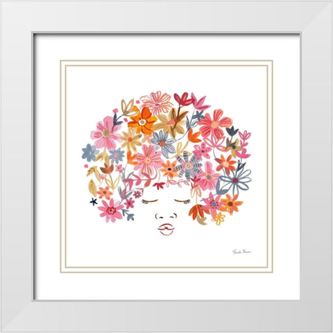 Floral Beauties II White Modern Wood Framed Art Print with Double Matting by Zaman, Farida
