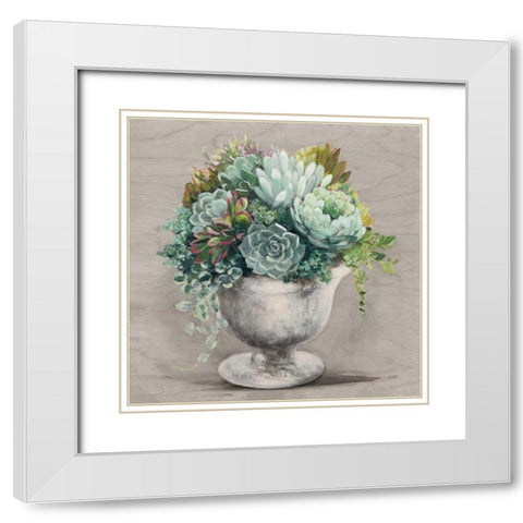 Festive Succulents I Gray White Modern Wood Framed Art Print with Double Matting by Purinton, Julia