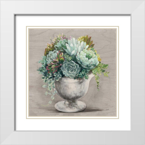 Festive Succulents I Gray White Modern Wood Framed Art Print with Double Matting by Purinton, Julia