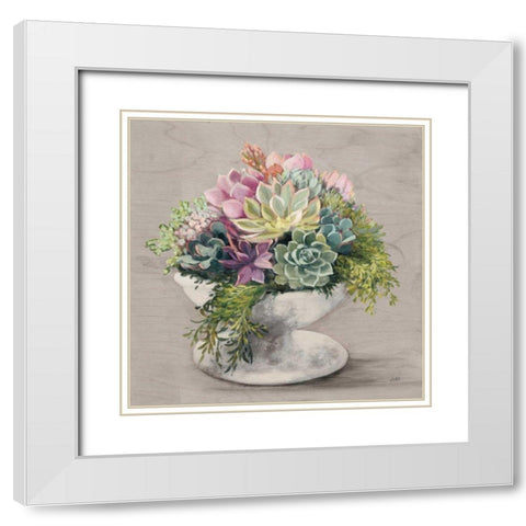 Festive Succulents II Gray White Modern Wood Framed Art Print with Double Matting by Purinton, Julia