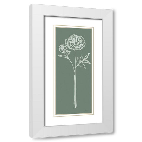 Floral Line I Green White Modern Wood Framed Art Print with Double Matting by Schlabach, Sue