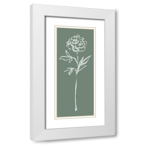 Floral Line II Green White Modern Wood Framed Art Print with Double Matting by Schlabach, Sue