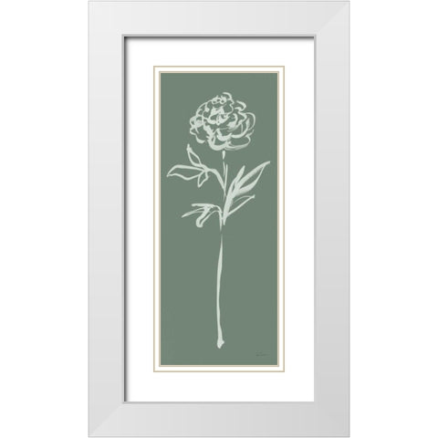 Floral Line II Green White Modern Wood Framed Art Print with Double Matting by Schlabach, Sue