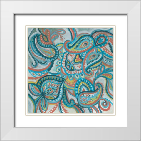 Emerald Paisley I White Modern Wood Framed Art Print with Double Matting by Vassileva, Silvia
