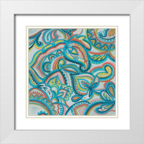 Emerald Paisley II White Modern Wood Framed Art Print with Double Matting by Vassileva, Silvia
